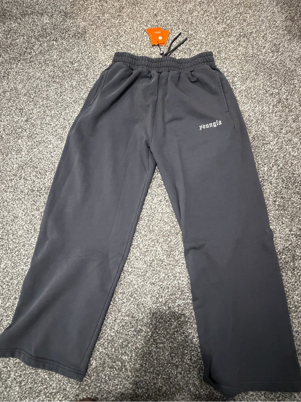 YoungLA Black Relaxed Fit Joggers with Logo